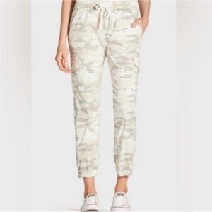 Sanctuary by Anthropologie Women's Linen Camouflage Jogger Cargo Pants NEW